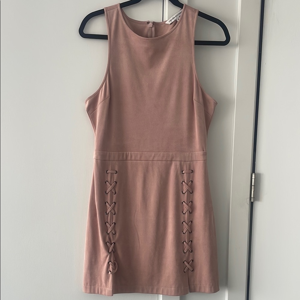Pink Suede Sleeveless Dress